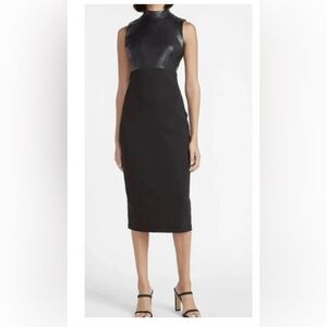 Express Elegant Black faux leather mixed media dress
